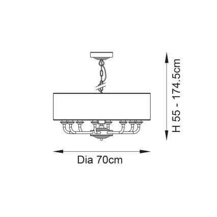 Endon 99152 - Люстра на ланцюгу HIGHCLERE 8xE14/40W/230V сірий/матовий хром діаметр 70 cm