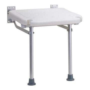 Эргономичное сиденье для душа 40x43 см — серебристое/белое