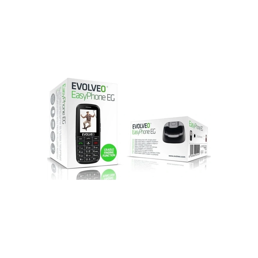 Evolveo - EasyPhone EG, 4G мобільний телефон для літніх людей чорний