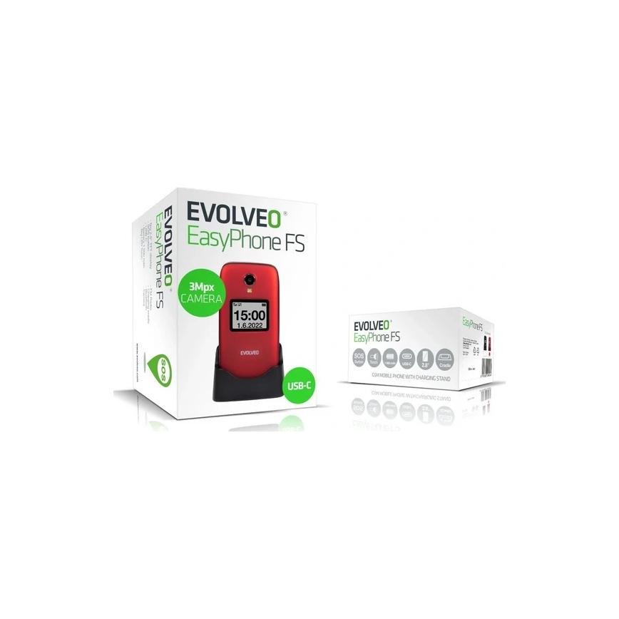 Evolveo - EasyPhone FS розкладний мобільний телефон для літніх людей 2.8 червоний