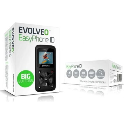 Evolveo - EasyPhone ID мобільний телефон для літніх людей чорний