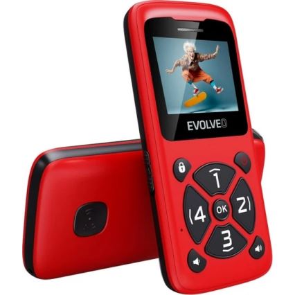 Evolveo - EasyPhone ID, красный мобильный телефон для пожилых людей