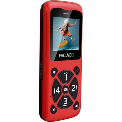 Evolveo - EasyPhone ID — мобильный телефон для пожилых, красный