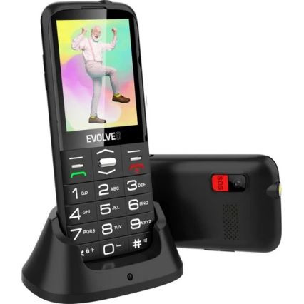 Evolveo - EasyPhone XO, чорний мобільний телефон для людей похилого віку