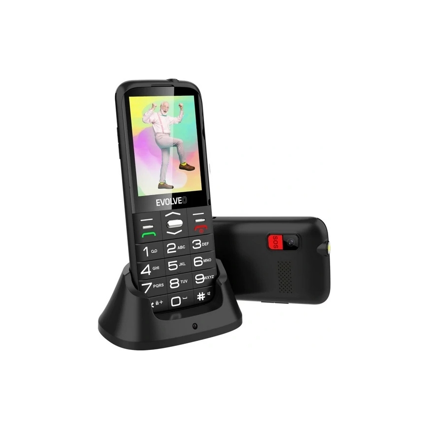 Evolveo - EasyPhone XO, чорний мобільний телефон для людей похилого віку