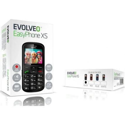 Evolveo - EasyPhone XS, мобільний телефон для людей похилого віку, чорний