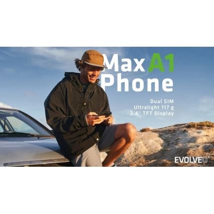 Evolveo - MaxPhone A1, кнопковий телефон Dual SIM, чорний