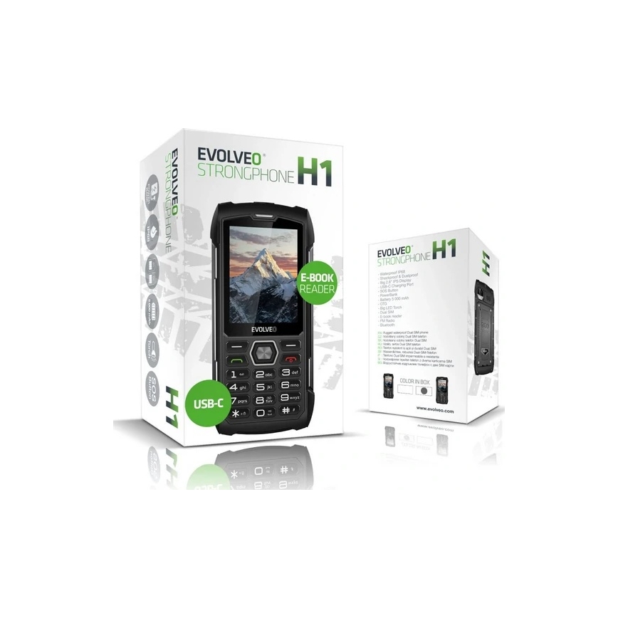 Evolveo - StrongPhone H1 водонепроницаемый телефон с поддержкой двух SIM-карт чёрный/серебристый