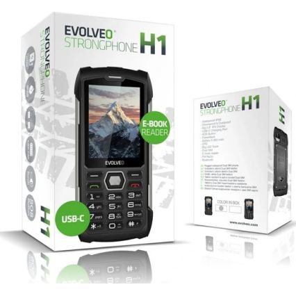 Evolveo - StrongPhone H1, водонепроникний телефон Dual SIM, чорний/сірий