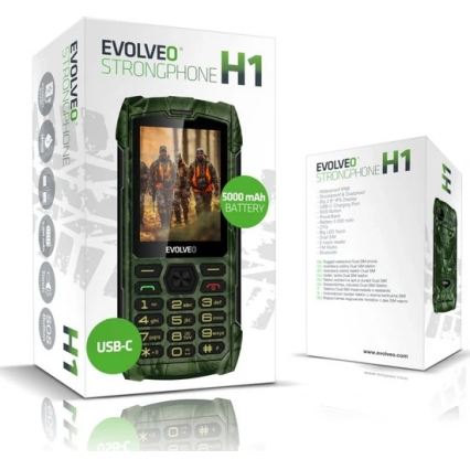 Evolveo - StrongPhone H1 водонепроникний телефон з підтримкою двох SIM-карт у мисливському камуфляжі