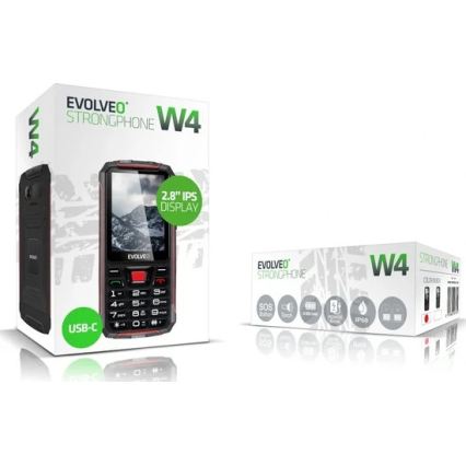 Evolveo - StrongPhone W4, водонепроницаемый Dual-SIM телефон, чёрный/красный