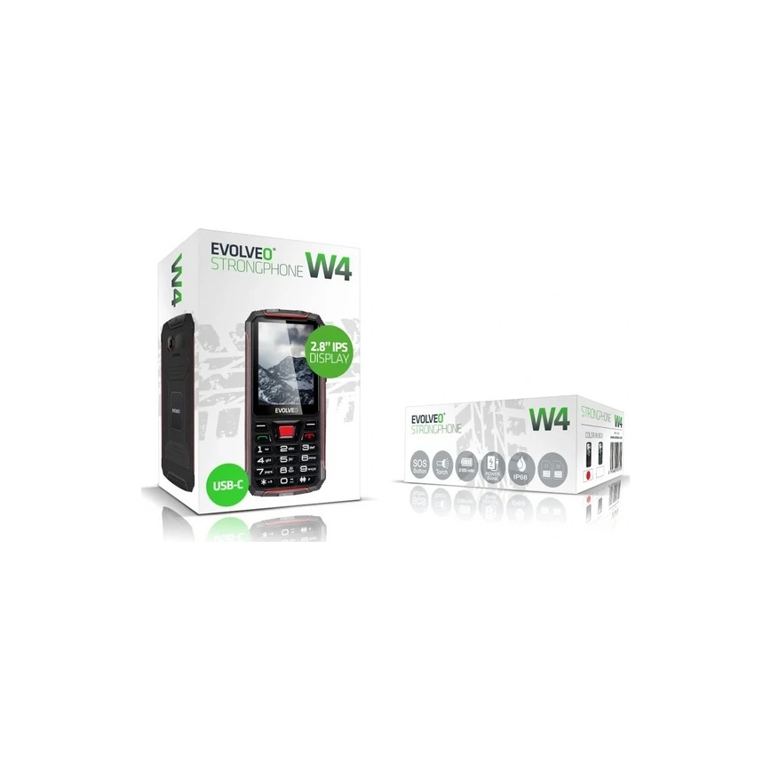 Evolveo - StrongPhone W4 водонепроникний Dual SIM телефон чорний/червоний