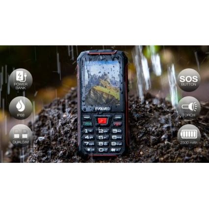 Evolveo - StrongPhone W4 водонепроникний Dual SIM телефон чорний/червоний