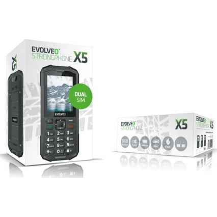 Evolveo - StrongPhone X5, водонепроницаемый телефон с поддержкой двух SIM-карт чёрный/серый