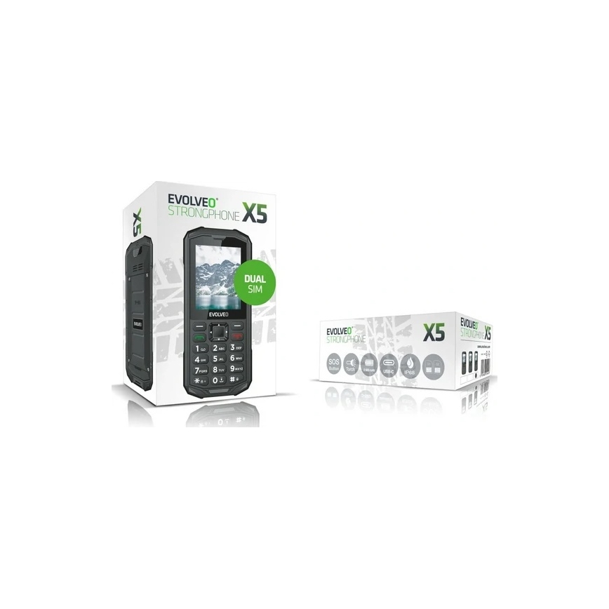 Evolveo - StrongPhone X5 водонепроникний телефон Dual SIM, чорний/сірий