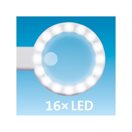 Extol - LED регульована перезаряджувана лупа з LED-підсвіткою/650 mAh біла/сіра