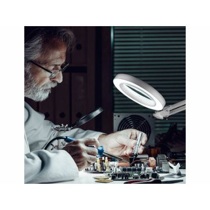 Extol - Настільна LED лампа з регулюванням яскравості та з лупою LED/8W/5V 2900/4500/7500K білий