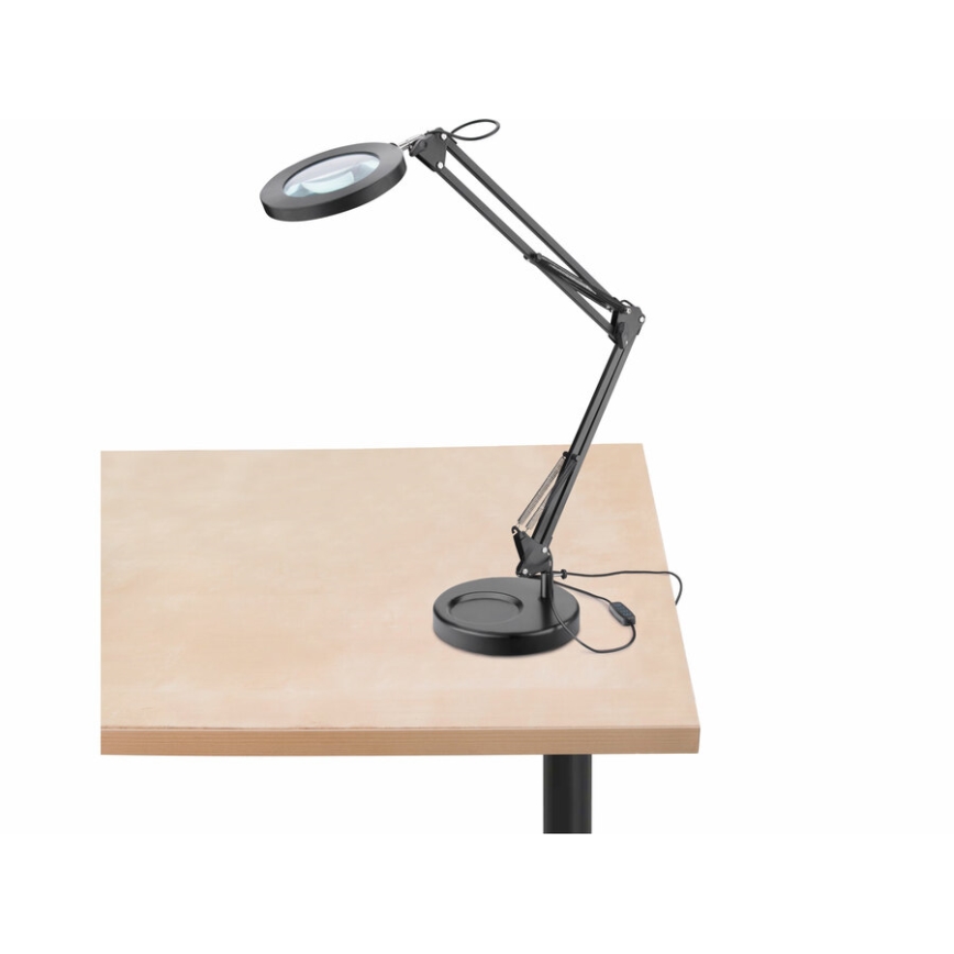 Extol - Настільна LED лампа з регулюванням яскравості з лупою LED/8W/5V 2900/4500/7500K чорний