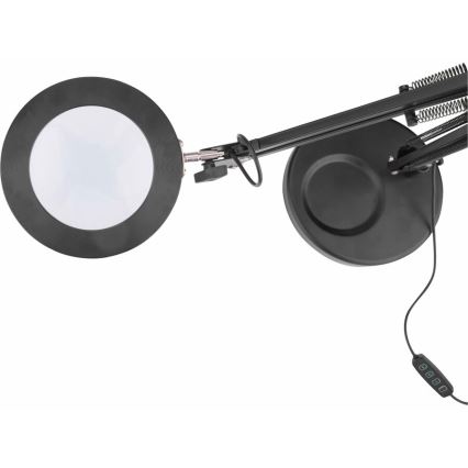 Extol - Настільна LED лампа з регулюванням яскравості з лупою LED/8W/5V 2900/4500/7500K чорний