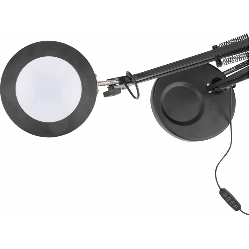 Extol - Настільна LED лампа з регулюванням яскравості з лупою LED/8W/5V 2900/4500/7500K чорний