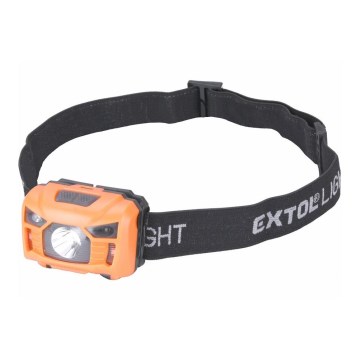Extol - перезаряжаемый налобный фонарь с датчиком и красным LED-светом/3W/1200 mAh/3,7V оранжевый/чёрный