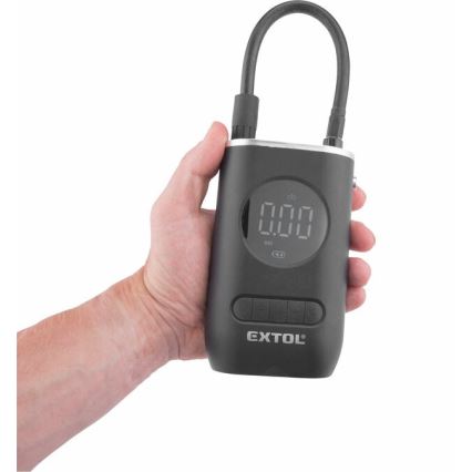 Extol Premium - Цифровий кишеньковий компресор 2000 mAh 7,4V чорний