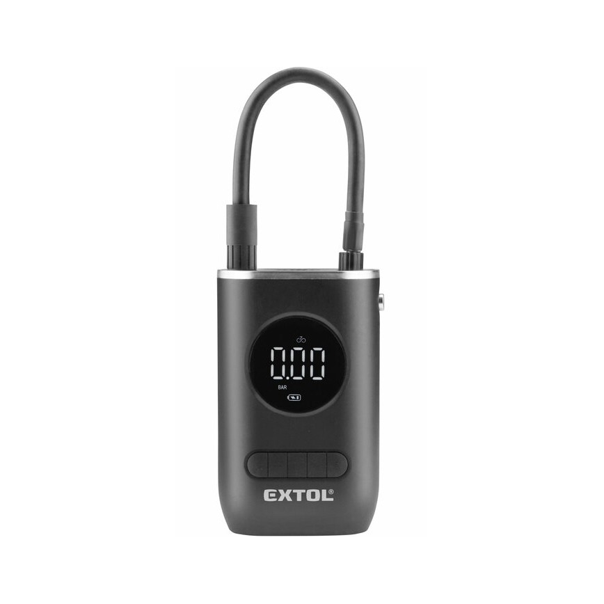 Extol Premium - Цифровий кишеньковий компресор 2000 mAh 7,4V чорний
