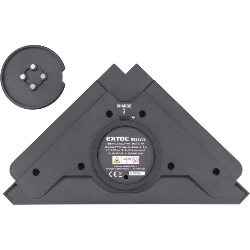 Extol Premium - Лазерний кутник 90° з електричним присосним модулем 5V/1000 mAh