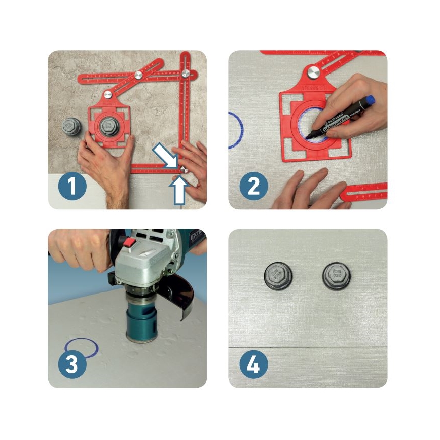Extol Premium - Металлический шаблон для переноса углов и положений с локатором