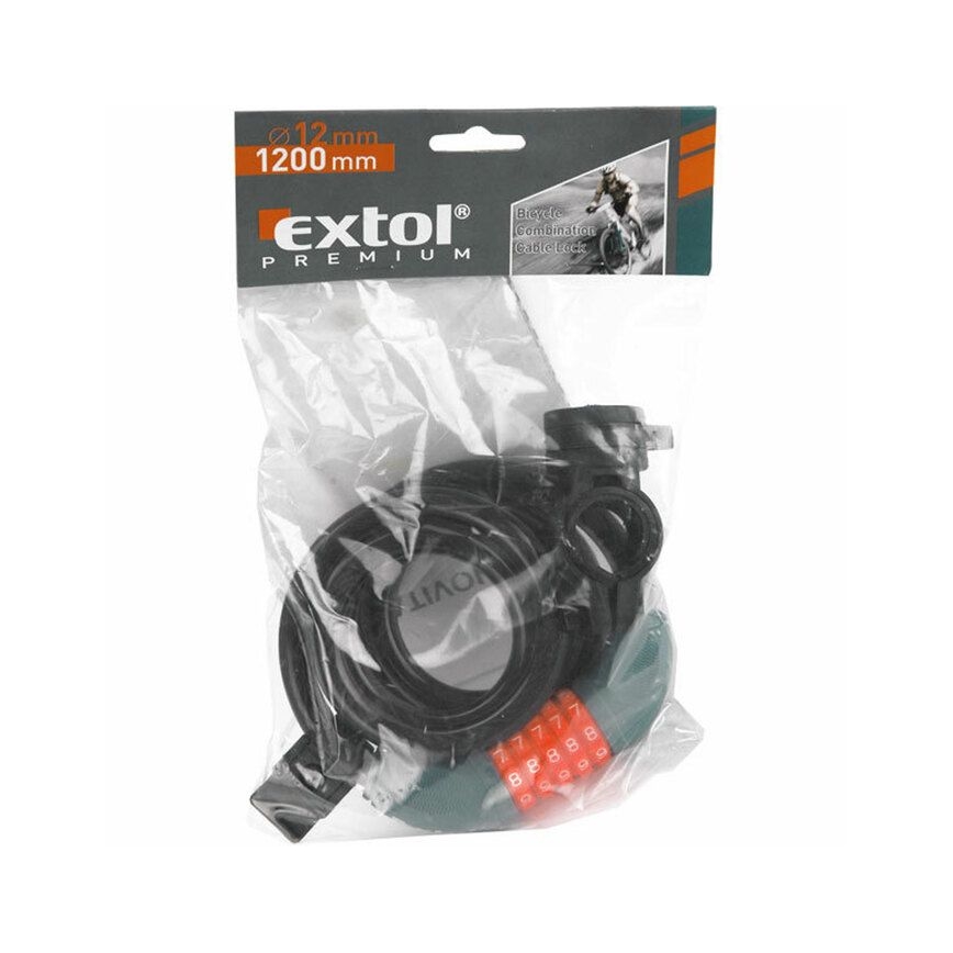 Extol Premium - Велосипедный тросовый замок 12x1200 mm с пятизначным кодом