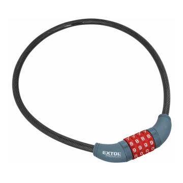 Extol Premium - Велозамок тросовий 10x650 мм з чотиризначним кодом