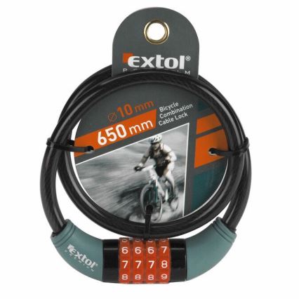 Extol Premium - Велозамок тросовий 10x650 мм з чотиризначним кодом
