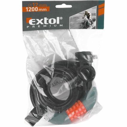 Extol Premium - Велозамок тросовый 12x1200 мм с четырехзначным кодом
