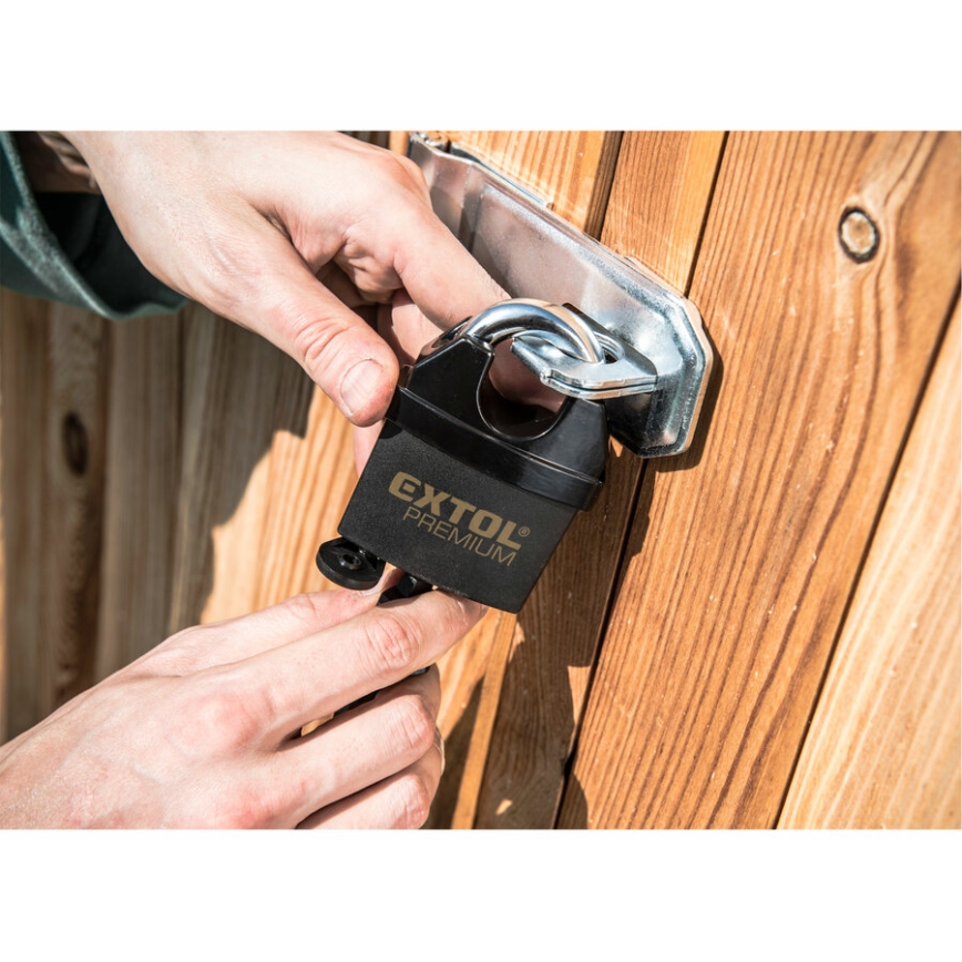 Extol Premium - Водонепроницаемый навесной замок 50 мм черный
