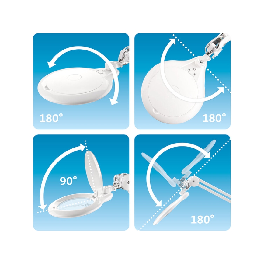 Extol - регульована настільна світлодіодна лампа з лупою LED/10W/230V біла