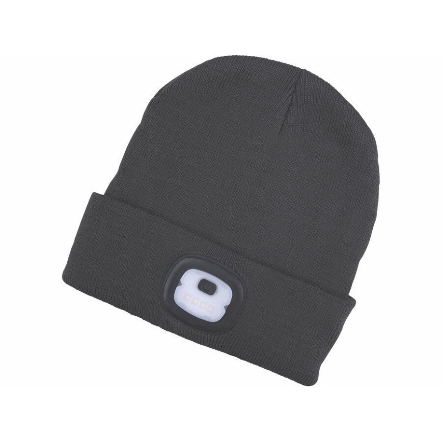 Extol - Шапка с интегрированным налобным фонарём и USB-зарядкой, аккумулятор 250 мА·ч, тёмно-серый, разм. UNI
