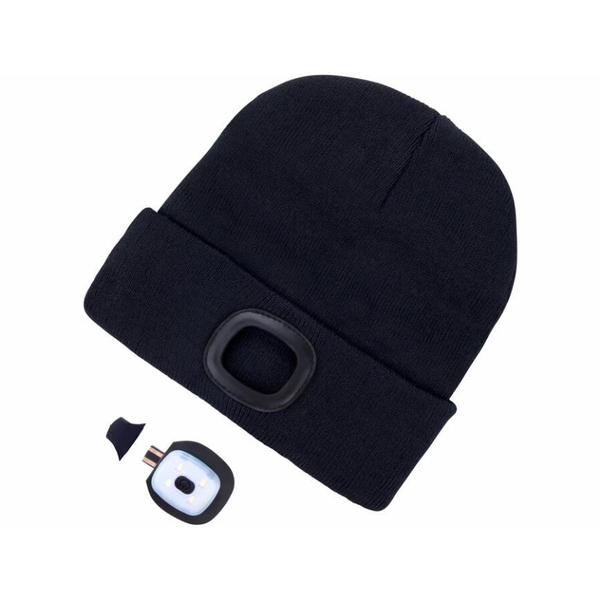 Extol - Шапка с налобным фонарем и USB зарядкой 300 mAh черный размер UNI