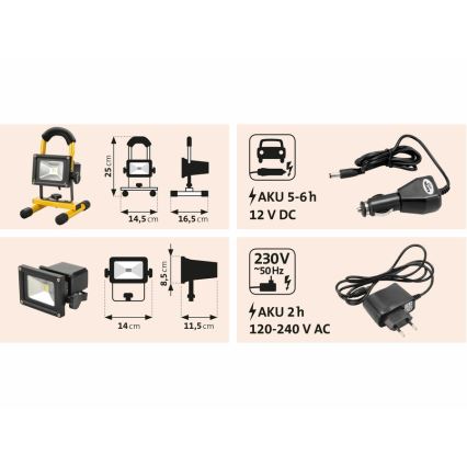 Extol - Светодиодный аккумуляторный прожектор LED/10W/3600 mAh/8,4V IP65
