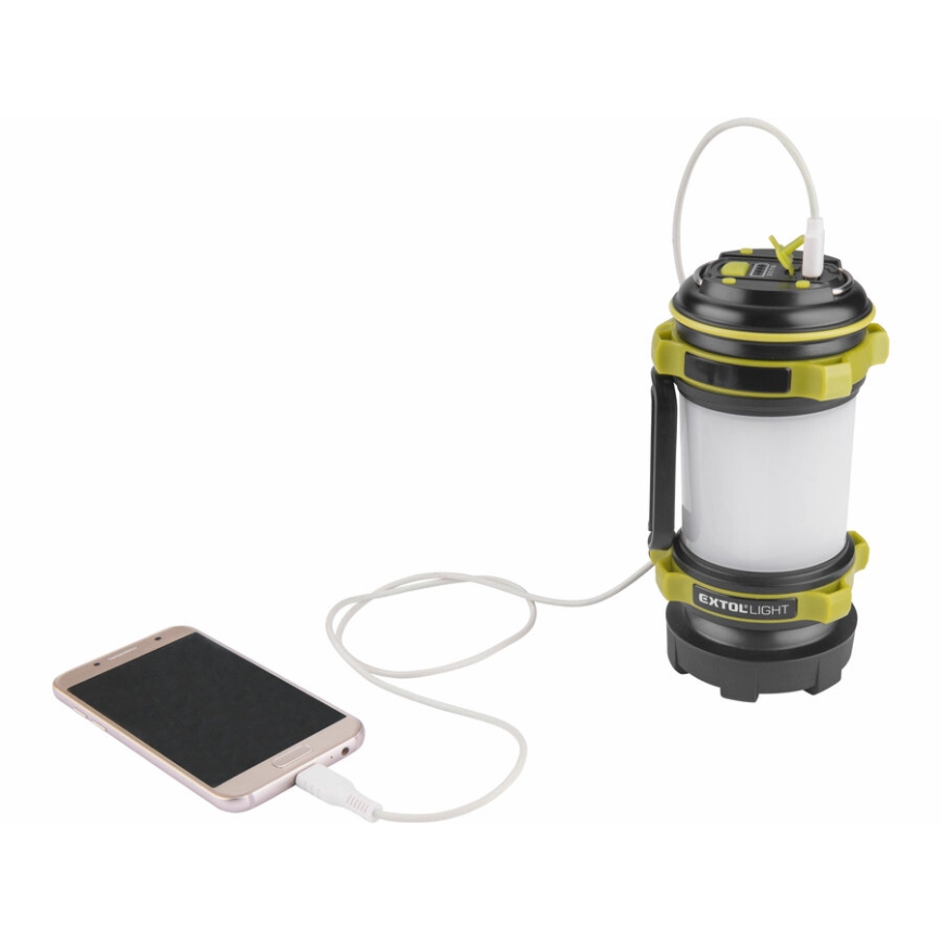 Extol - Светодиодный фонарь с регулированием яркости и повербанком LED/2600 mAh/3,7V IPX4
