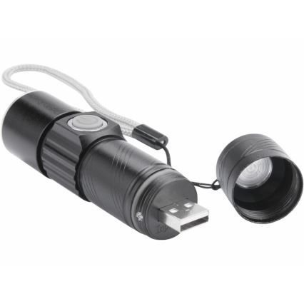 Extol - Світлодіодний акумуляторний ліхтарик LED/3W/450 MAh/3,7V чорний
