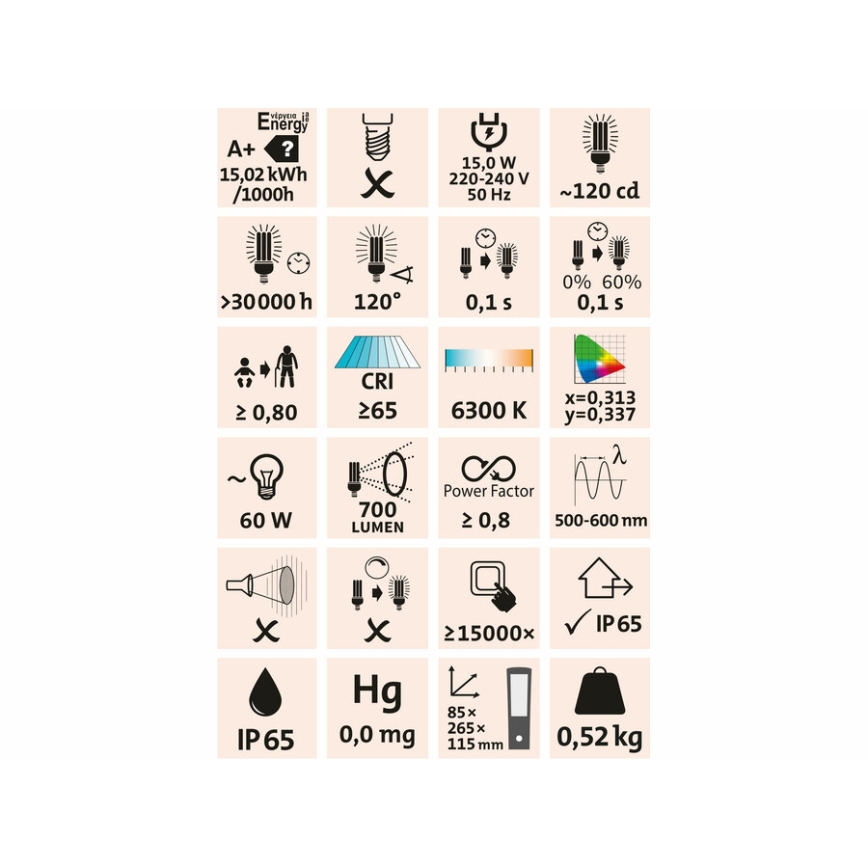 Extol - Світлодіодний вуличний настінний світильник з датчиком LED/15W/230V IP65