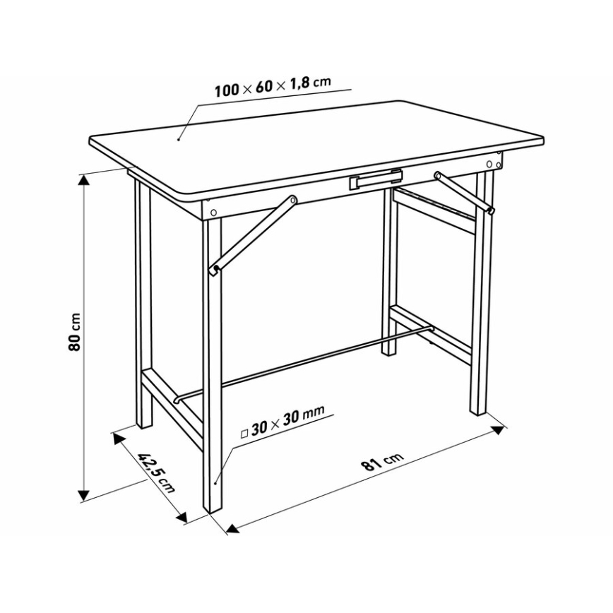 Extol - Складной рабочий стол 100x60 см коричневый/чёрный