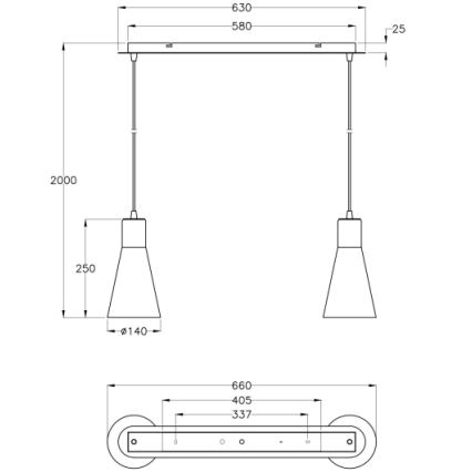 Fabas 2753/46/138 - Подвесная люстра DIANA 2xE27/60W/230V