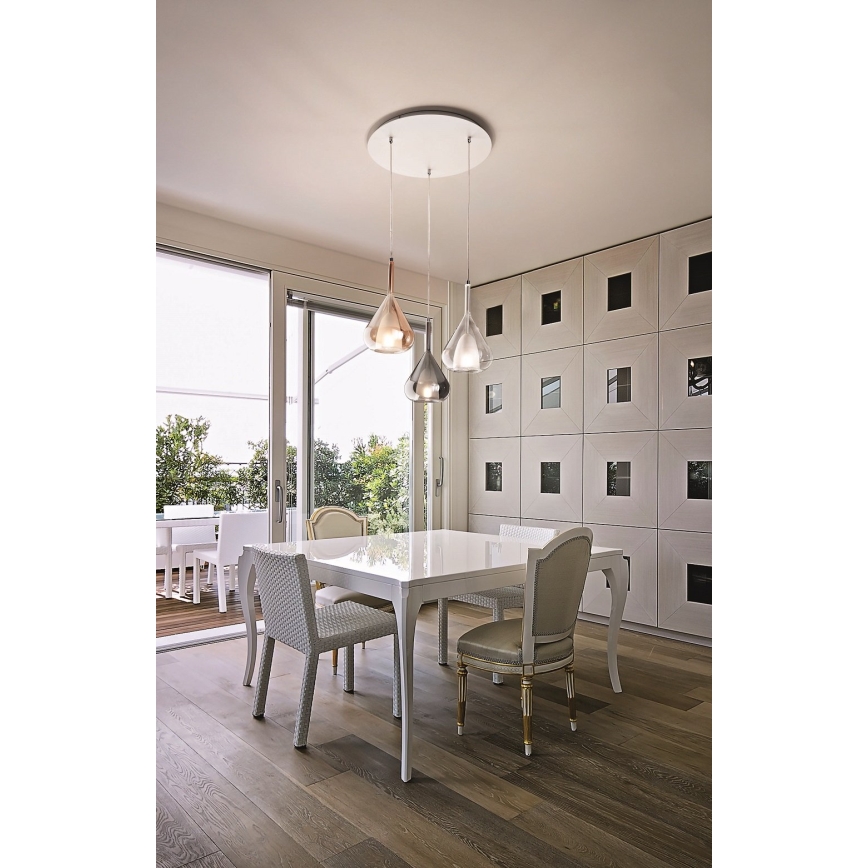 Fabas Luce 3481-47-297 - Підвісна люстра LILA 3xE27/40W/230V золотий/сірий/прозорий