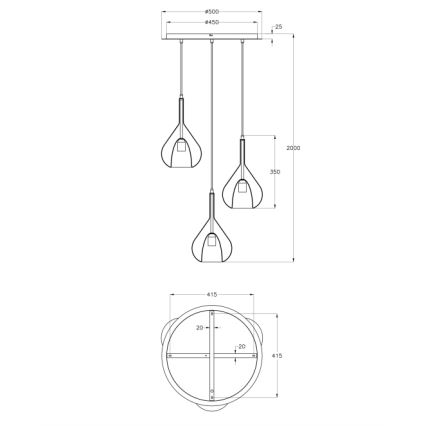 Fabas Luce 3481-47-297 - Підвісна люстра LILA 3xE27/40W/230V золотий/сірий/прозорий