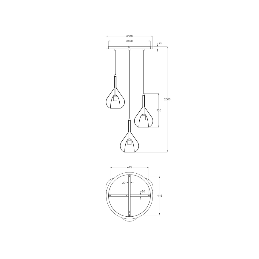Fabas Luce 3481-47-297 - Подвесная люстра LILA 3xE27/40W/230V золотистый/серый/прозрачный