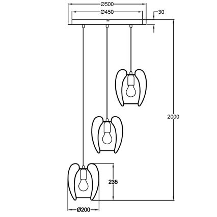 Fabas Luce 3677-47-225 - Люстра на тросе CAMP 3xE27/40W/230V золотая