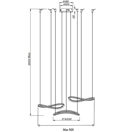 Fabas Luce 3711-47-102 - Світлодіодна підвісна люстра TIRRENO LED/50W/230V