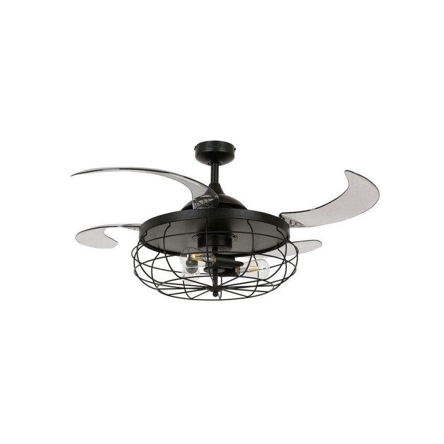 FANAWAY 212920 - Светодиодный потолочный вентилятор INDUSTRI 3xE27/4W/230V черный + дистанционное управление
