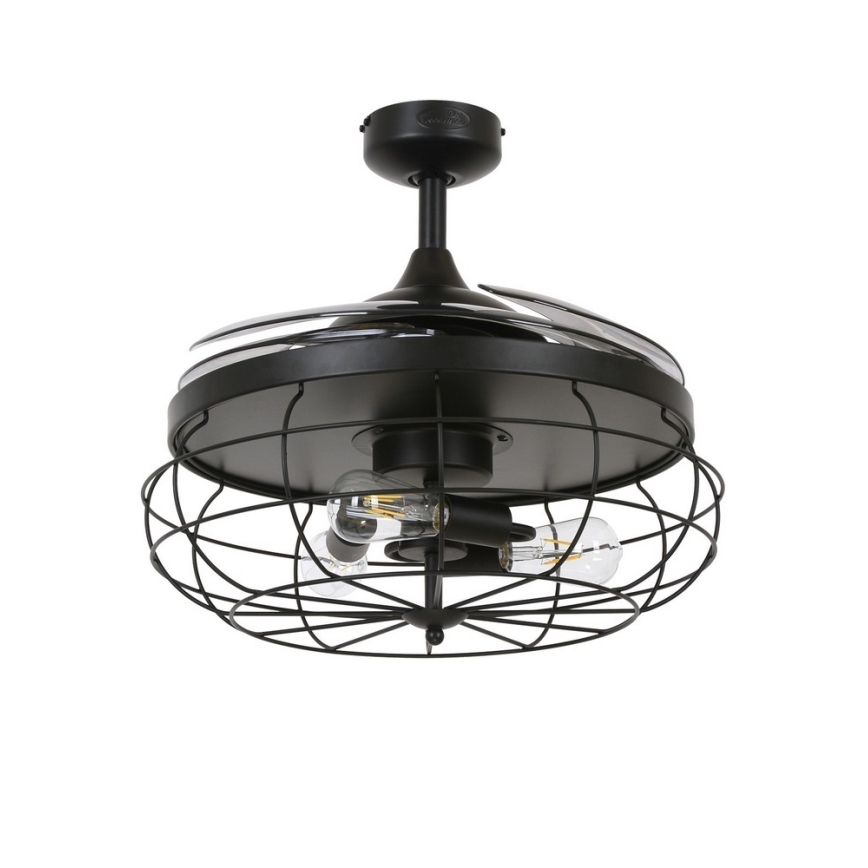 FANAWAY 212920 - Світлодіодний стельовий вентилятор INDUSTRI 3xE27/4W/230V чорний + пульт дистанційного керування